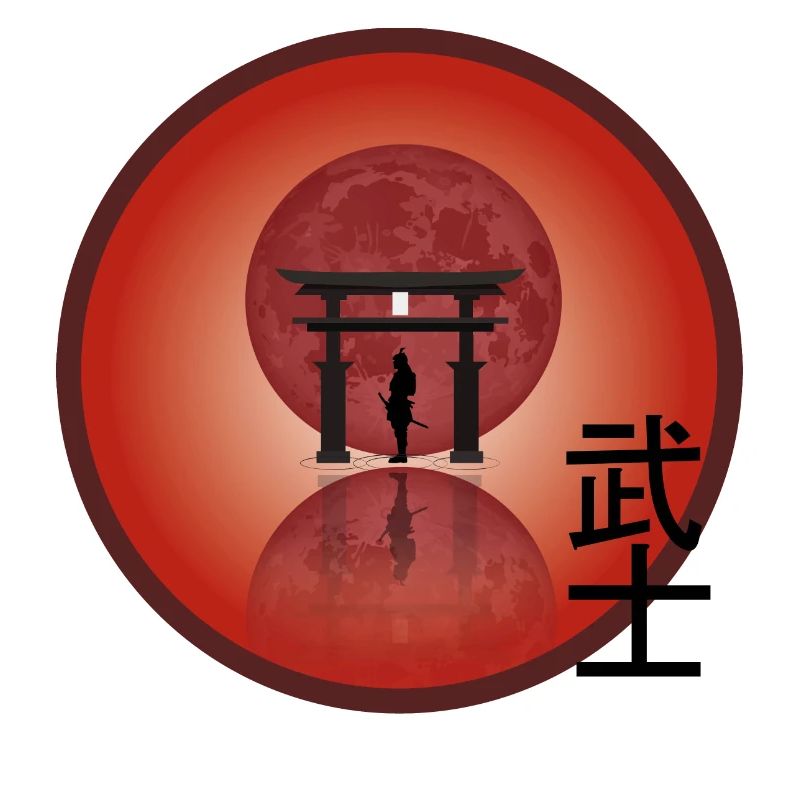 Samurai Red Moon - Sunset Samurai Design