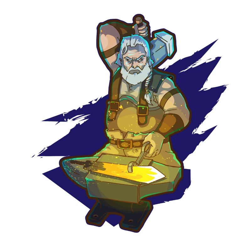 Blacksmith forging sword ember hammer work