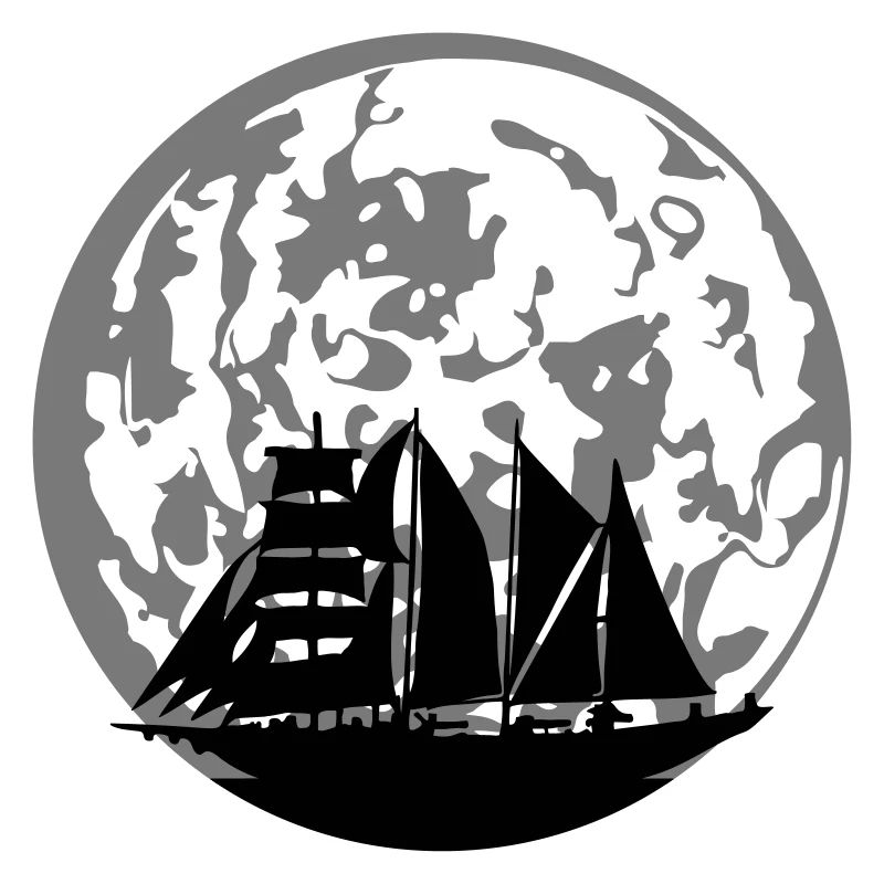 Mond Silhouette Segelschiff