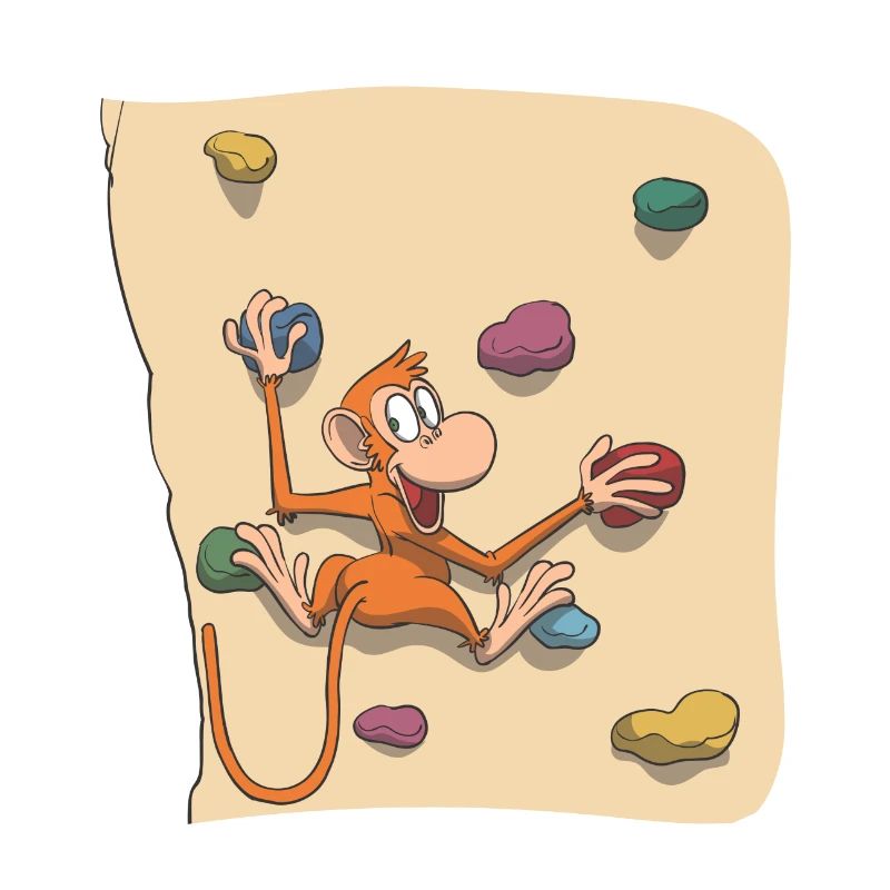 Affe beim Bouldern