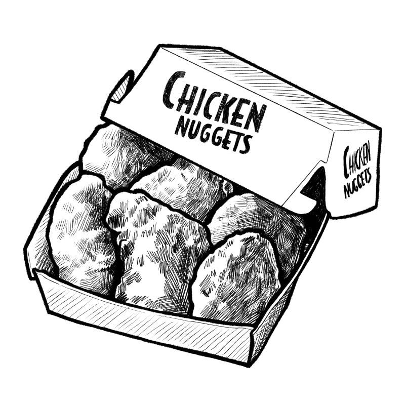 Hühnernuggets Zeichnung