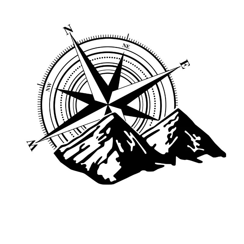 Mountains compass black