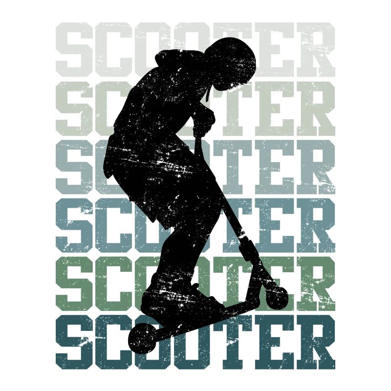 Scooter Roller Skater Lettering Skate Silhouette