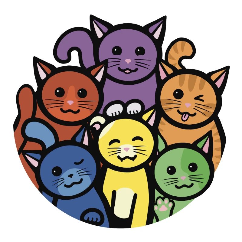 Regenbogen Katzen Rund