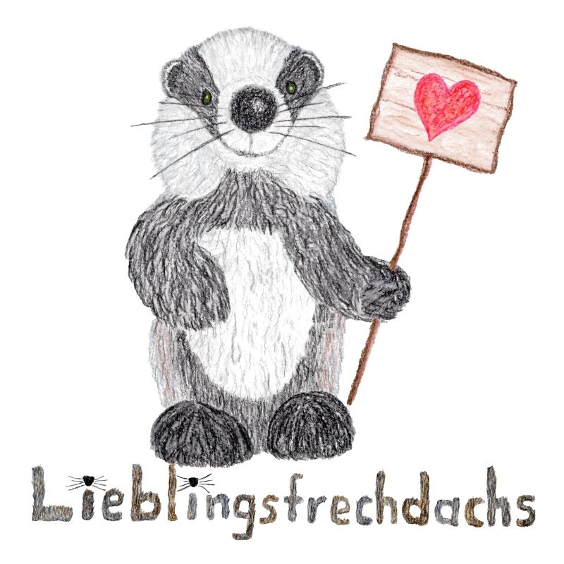Lieblingsfrechdachs mit Herzschild