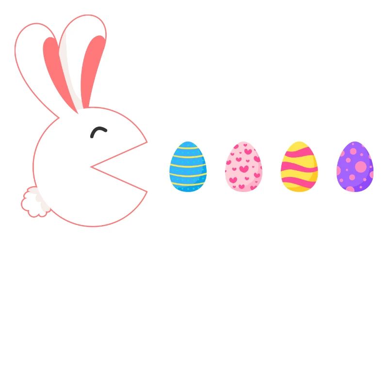 Joyeux lapin de Pâques gamer mangeant des œufs de Pâques