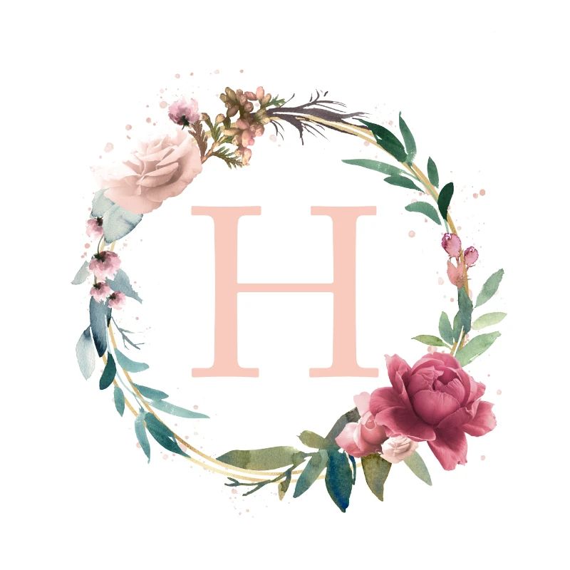 Monogramme personnalisable H Fleurs Cercle Boho