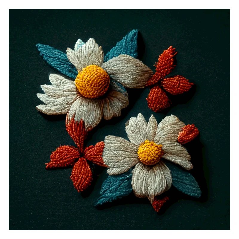 Bestickte Blumen 3d