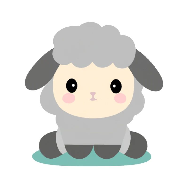 Sitzende Kawaii-Schafe
