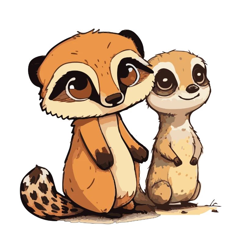 Comic Cute Kawaii Sticker Erdmännchen Hörnchen