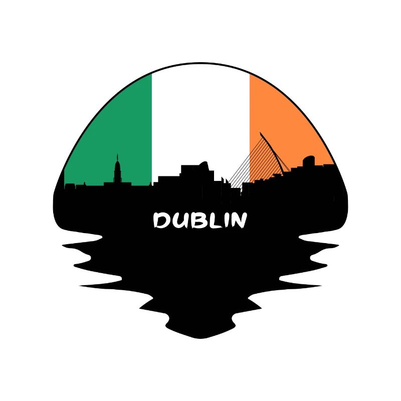 Dublin-Irland-Flaggen-Skyline-Schattenbild-Reise