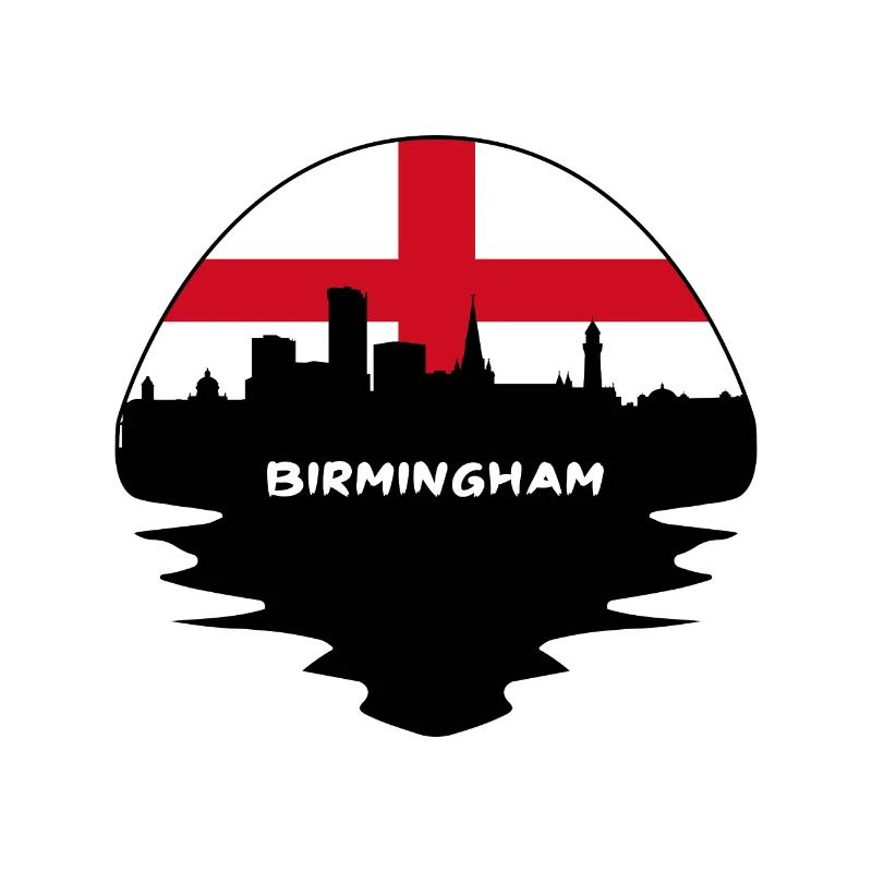 Birmingham-England-Flaggen-Skyline-Schattenbild-Reise