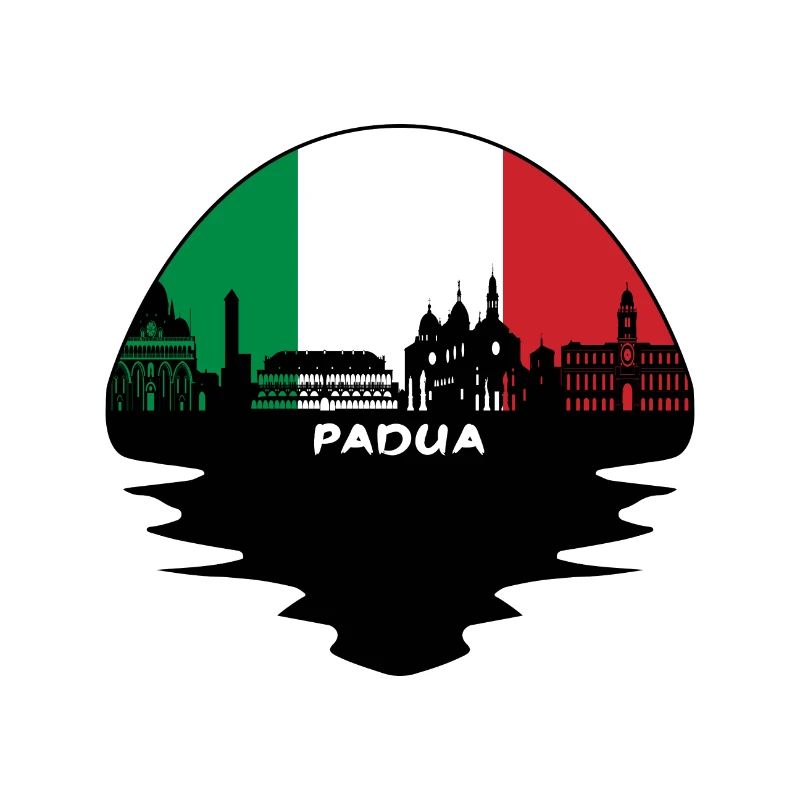 Padua-Italien-Flaggen-Skyline-Schattenbild-Reise