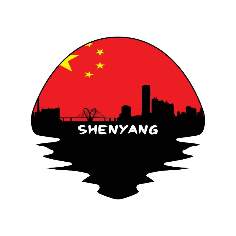 Shenyang-China-Flaggen-Skyline-Schattenbild-Reise