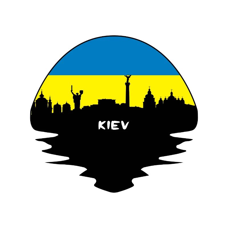 Kiew-Ukraine-Flaggen-Skyline-Schattenbild-Reise