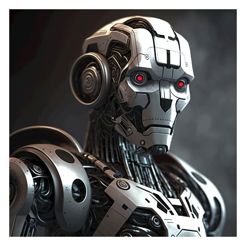 Rotäugiger Cyborg-Roboter