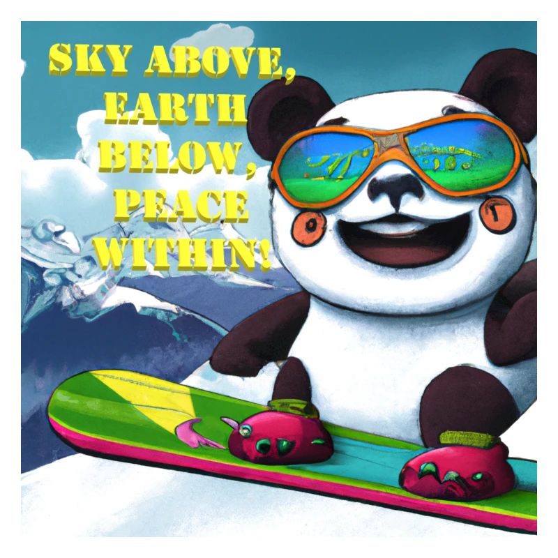 Panda on Snowboard Variant 1 Text