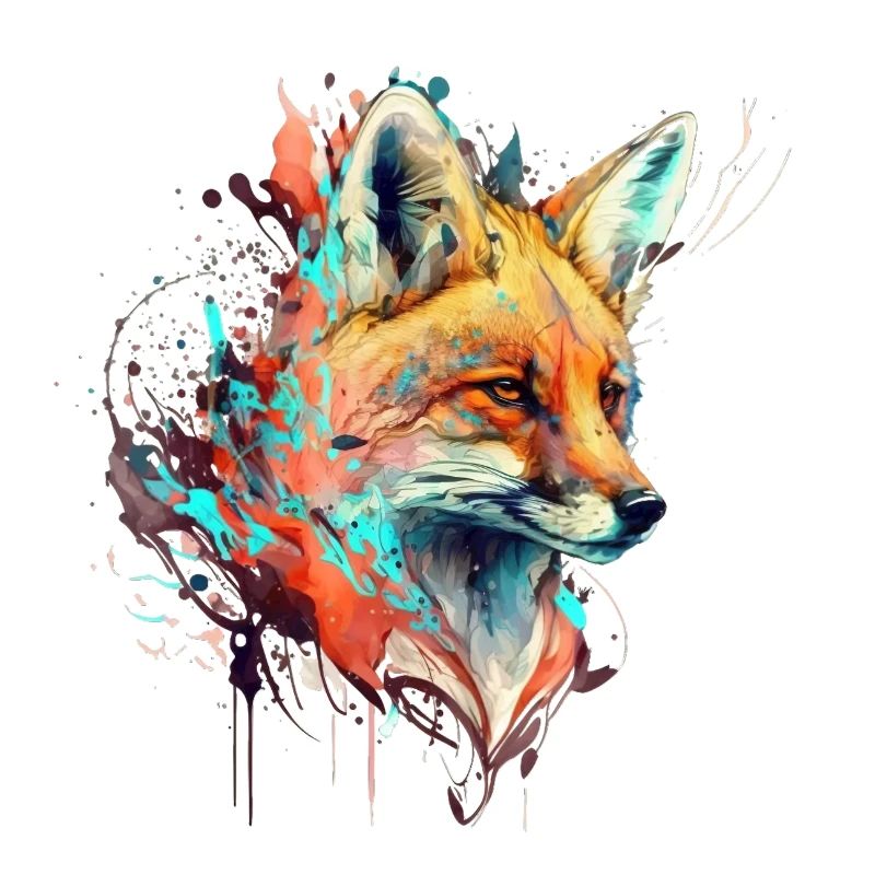 Une grosse tête de renard rouge avec une couleur colorée