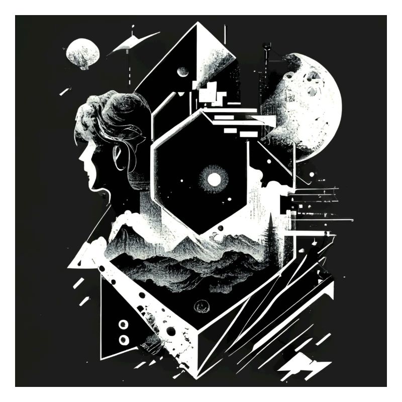 Science-Fiction-Landschaftsszene S/W