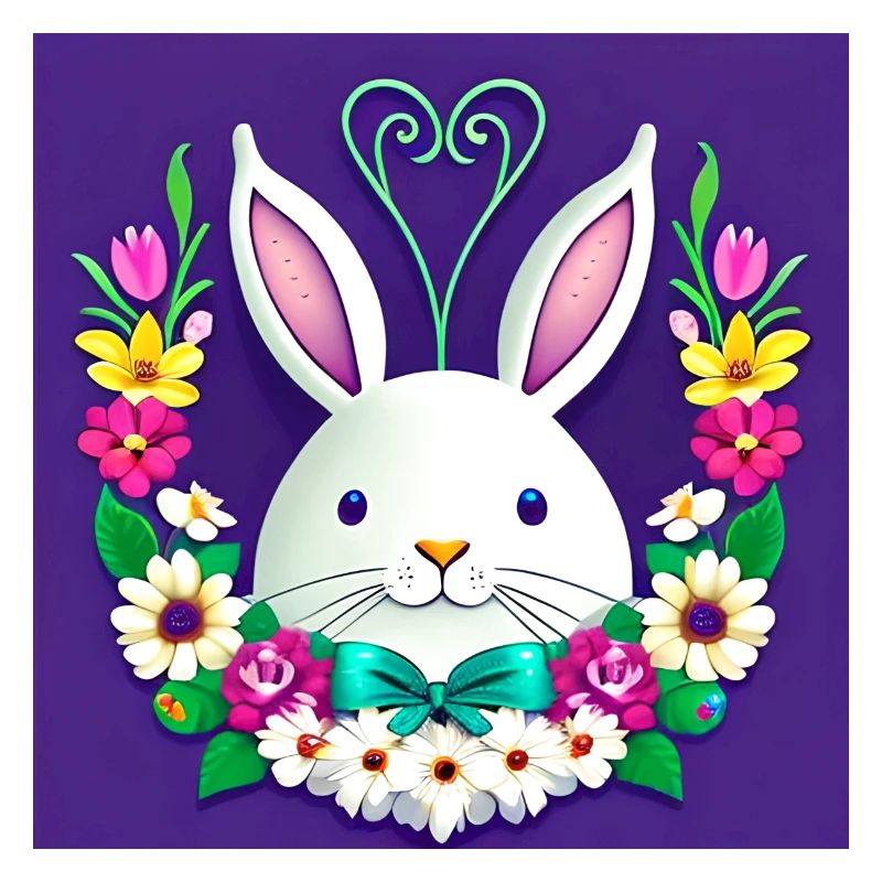 Fleurs et lapin de Pâques