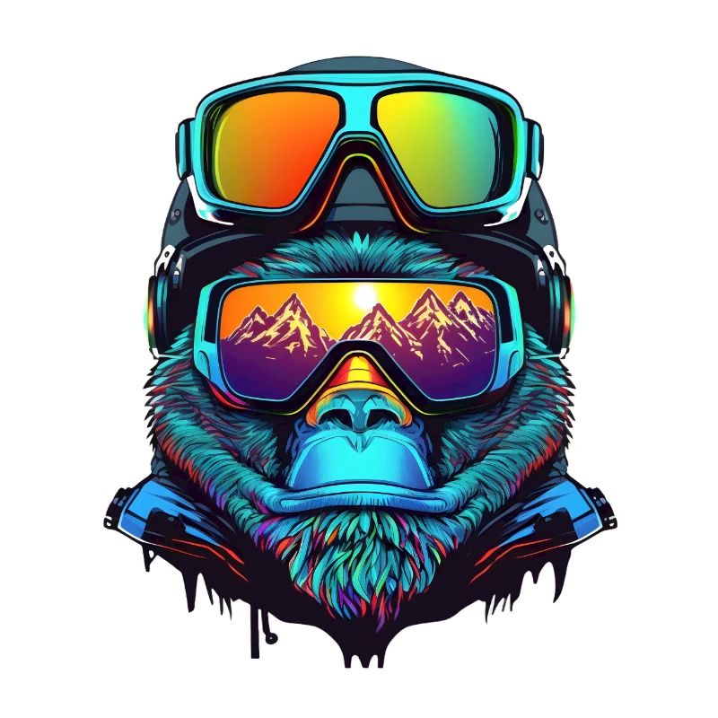 Cooler Gorilla-Skifahrer