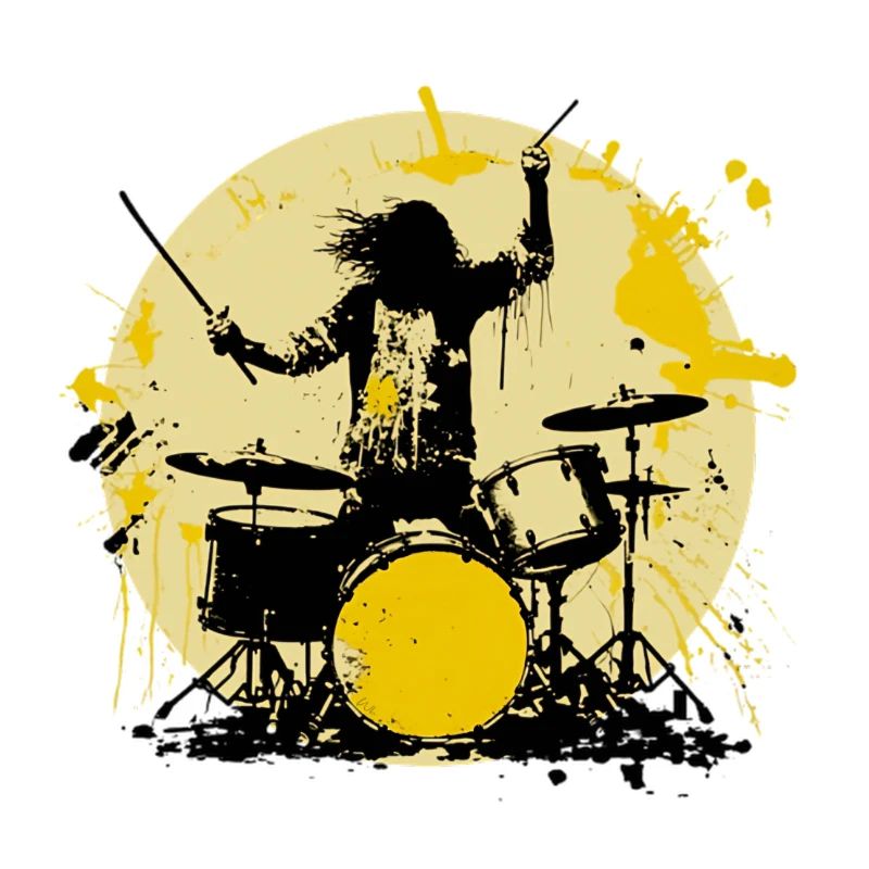 Drummer crazy yellow