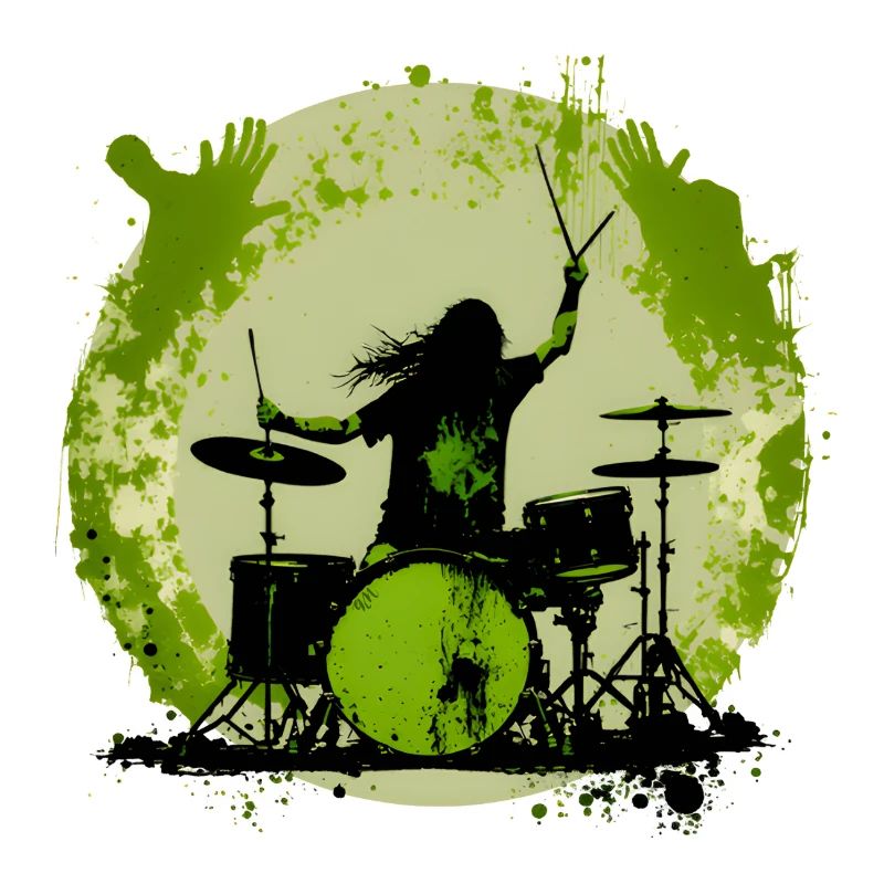 Drummer crazy green