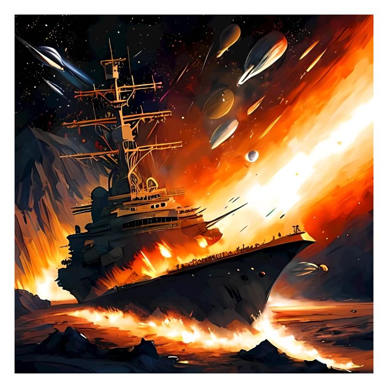 Schlachtschiff im Weltraumvulkan