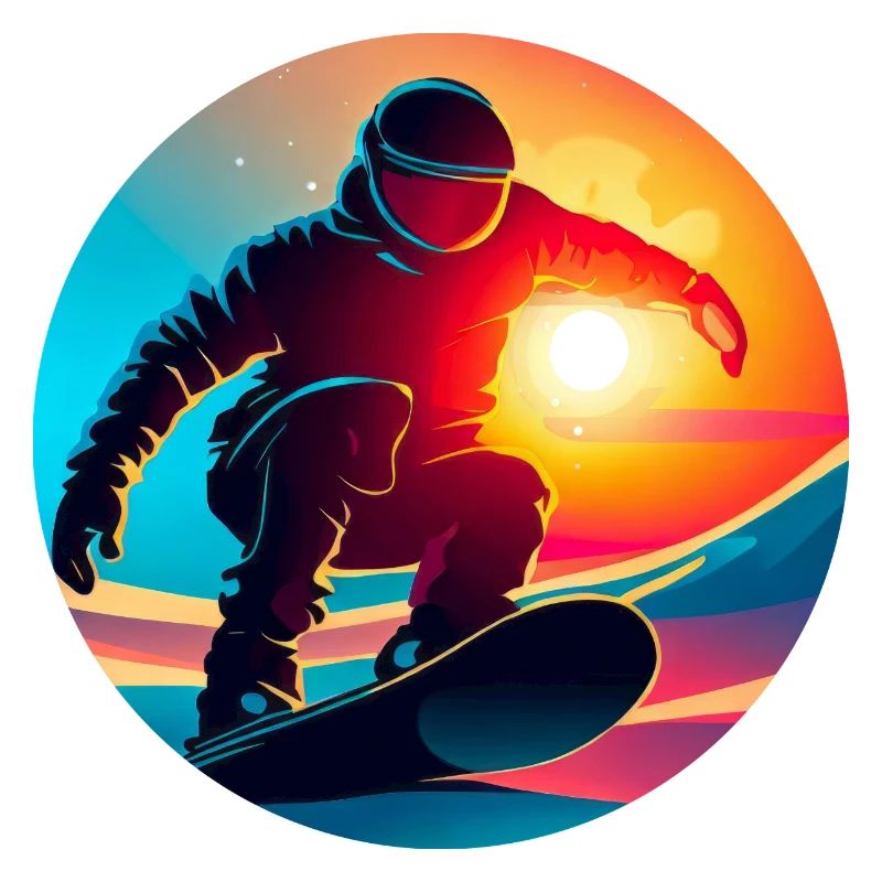 Snowboarder beim Sonnenuntergang