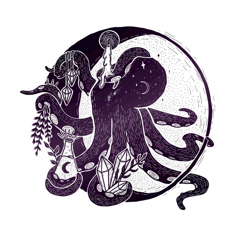 Witchy Octopus Illustration