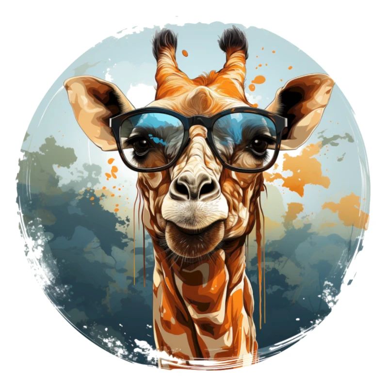 Animal hipster giraffe with sunglasses funny