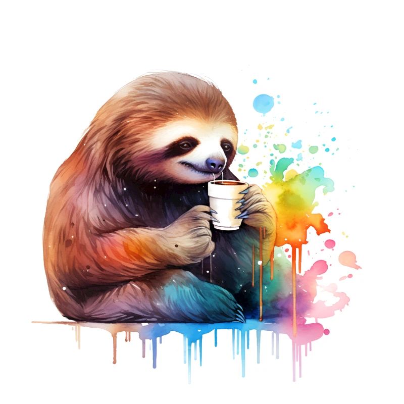 Faultier mit Kaffee