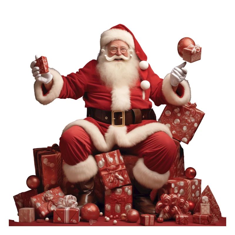 Weihnachtsmann über Geschenke