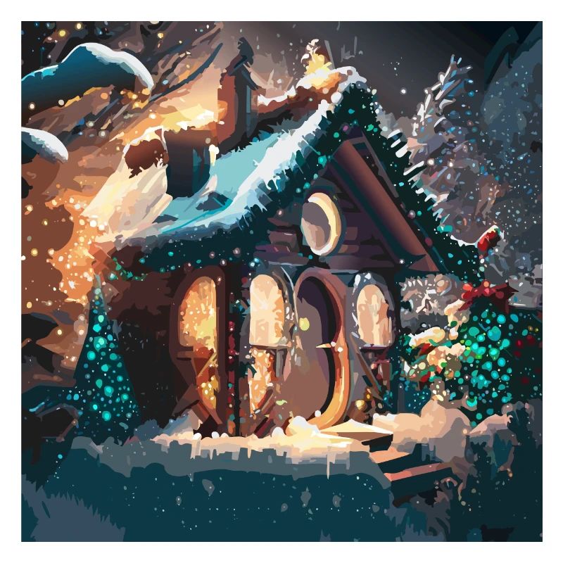 Weihnachtshaus im Schnee