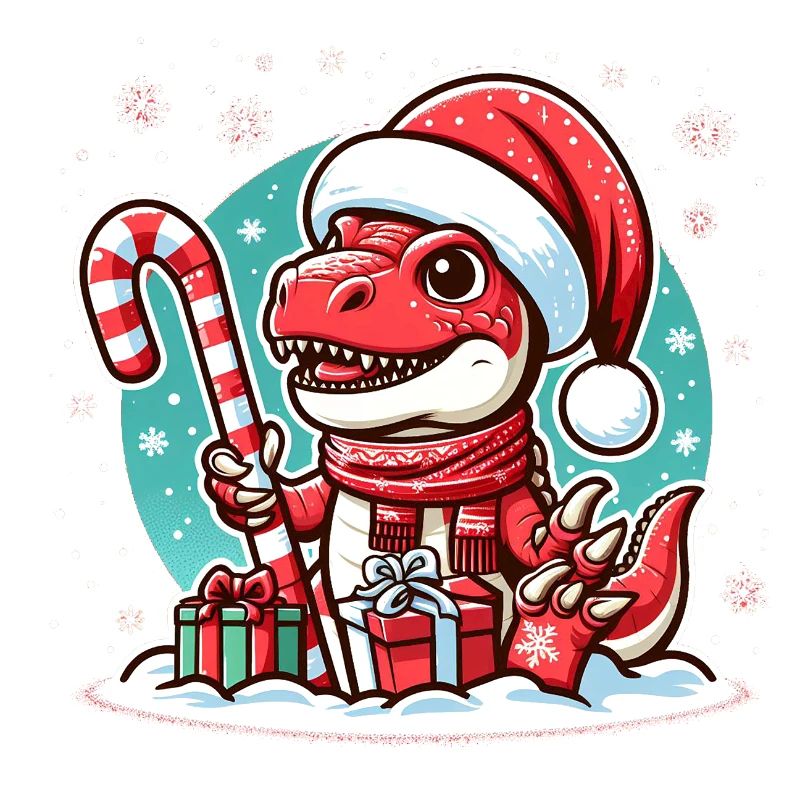 Weihnachtlicher roter Dinosaurier