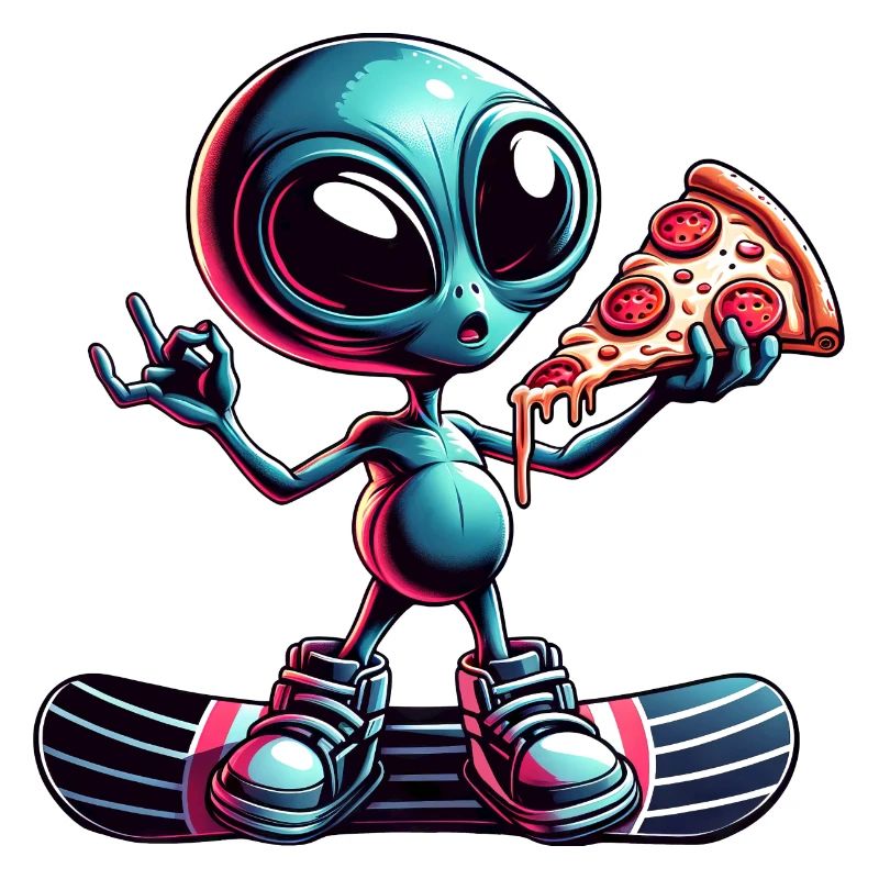 Alien Snowboarder: Pizza-Action
