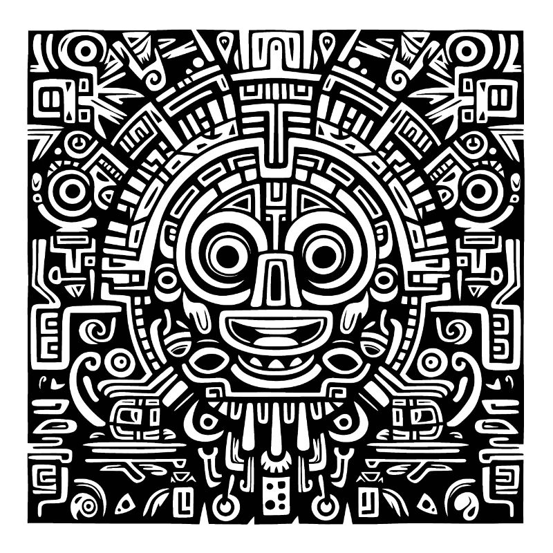 Inca, Aztec, Mayan pattern, artwork black