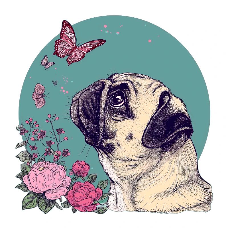 Mops und Schmetterling