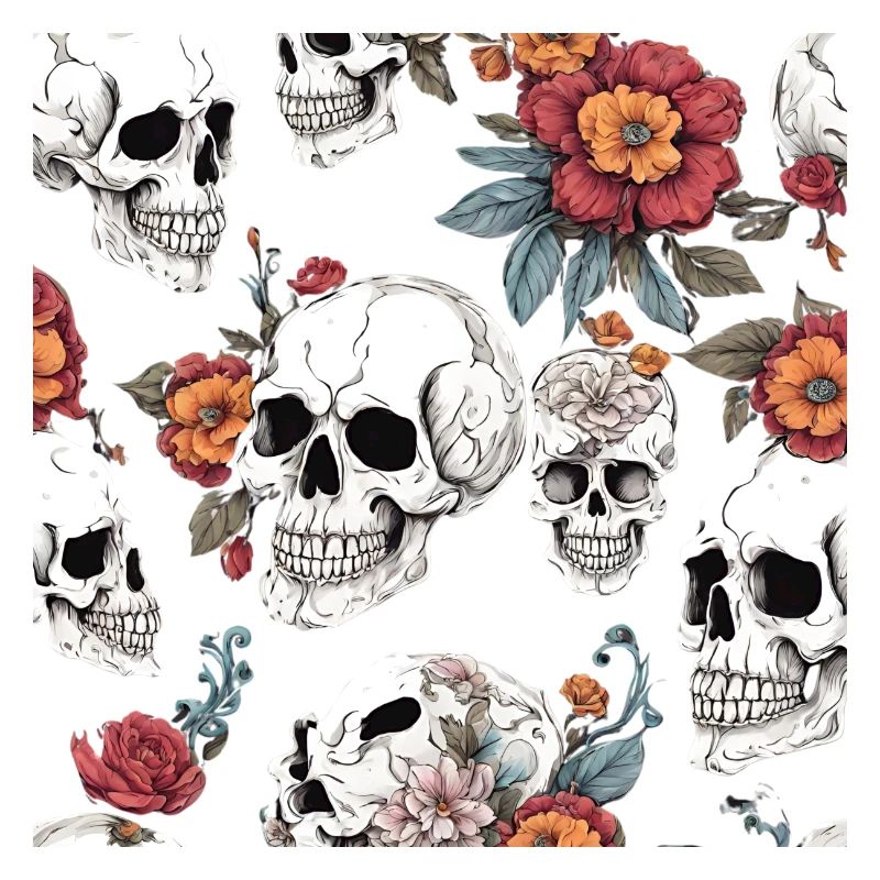Totenkopf und Blumen