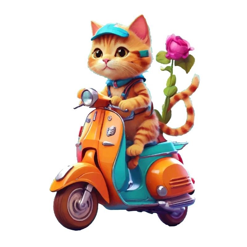 Katze fährt Roller
