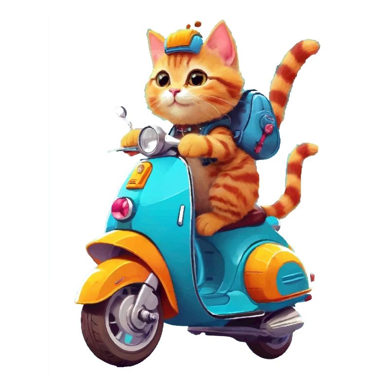 Katze fährt Roller