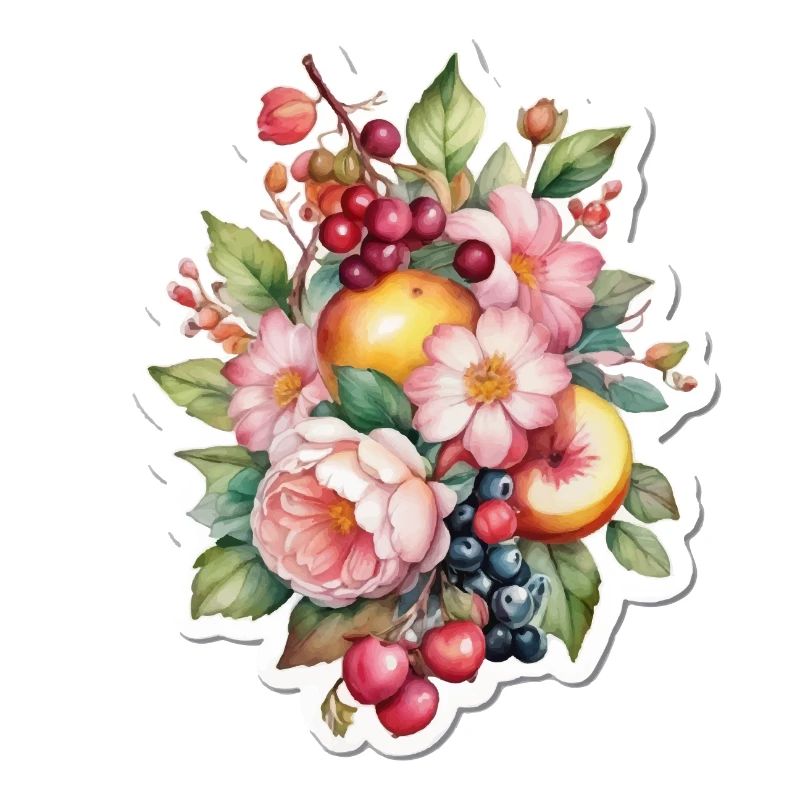 Blumen und Obst
