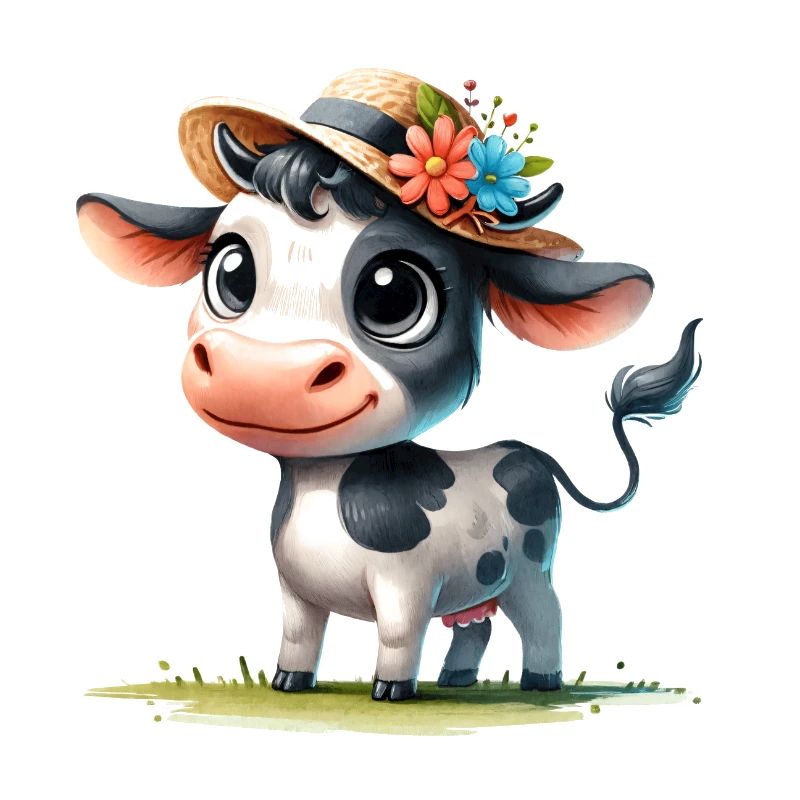 Kälbchen mit Strohhut