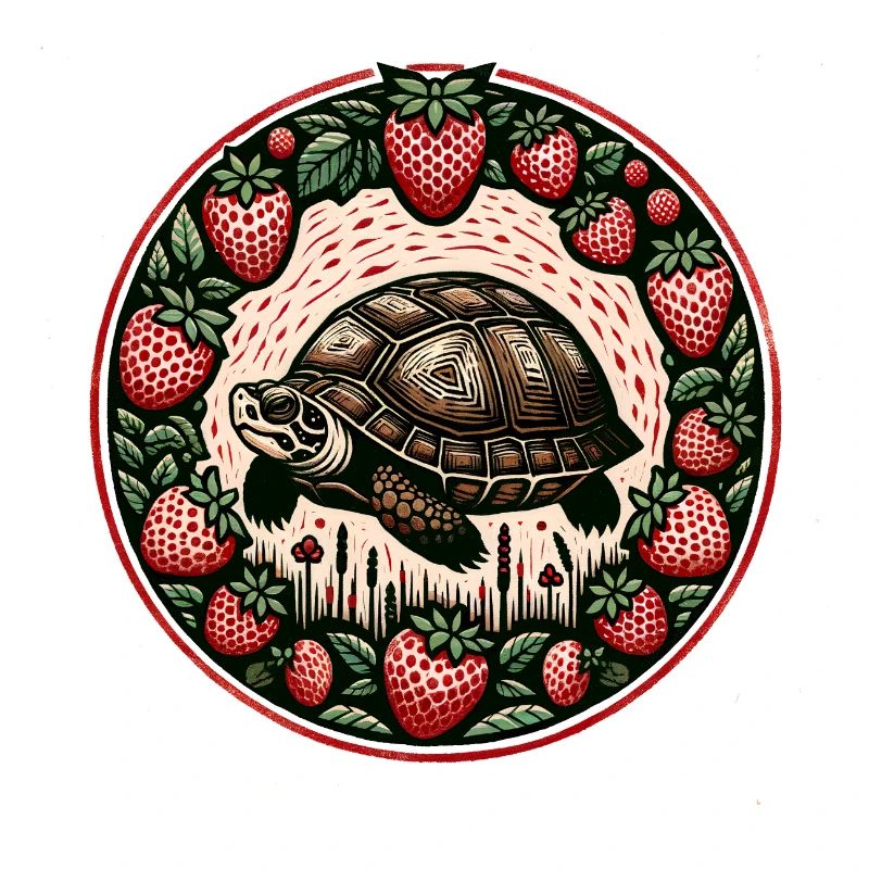 Schildkröte und Erdbeeren