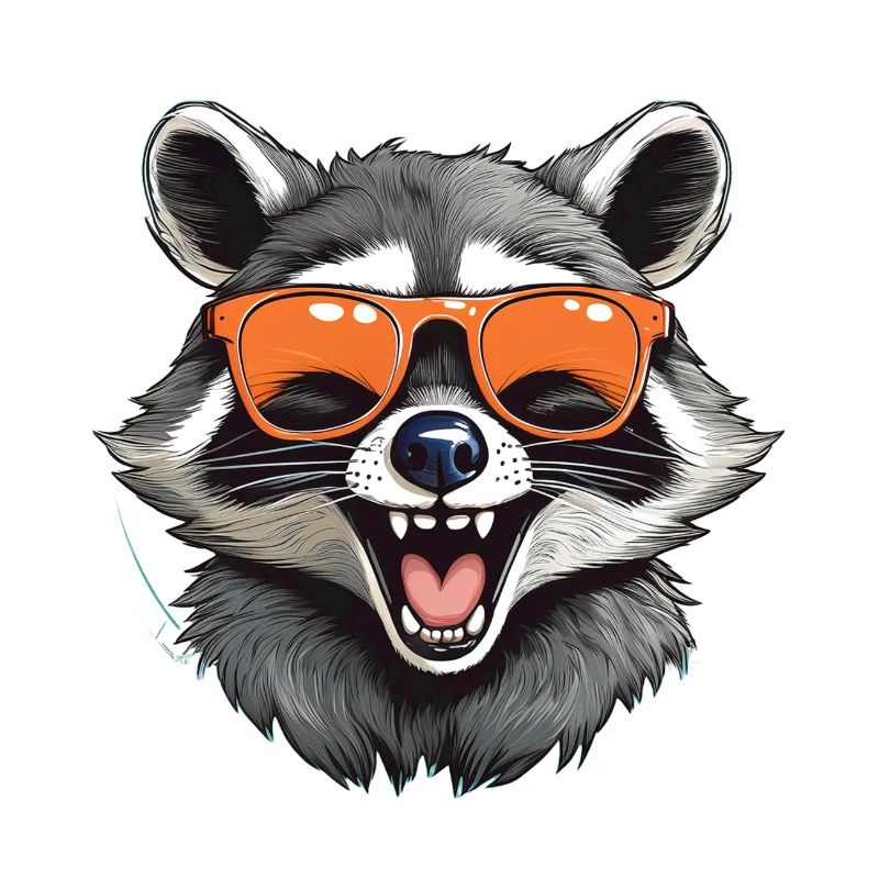 Lachender Waschbär mit Sonnenbrille