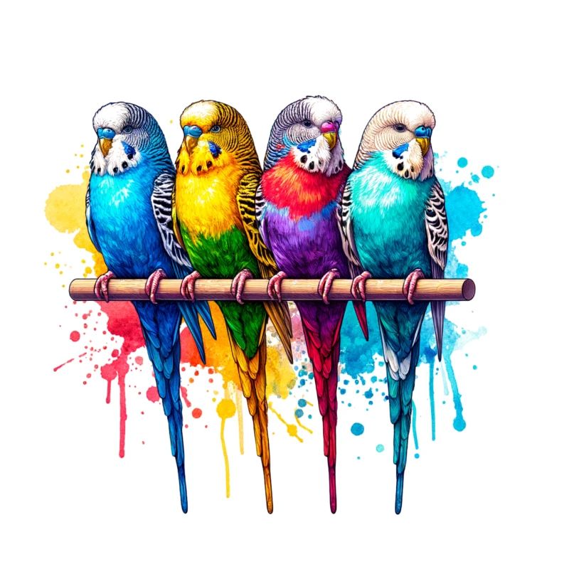 Bunte Wellensittiche