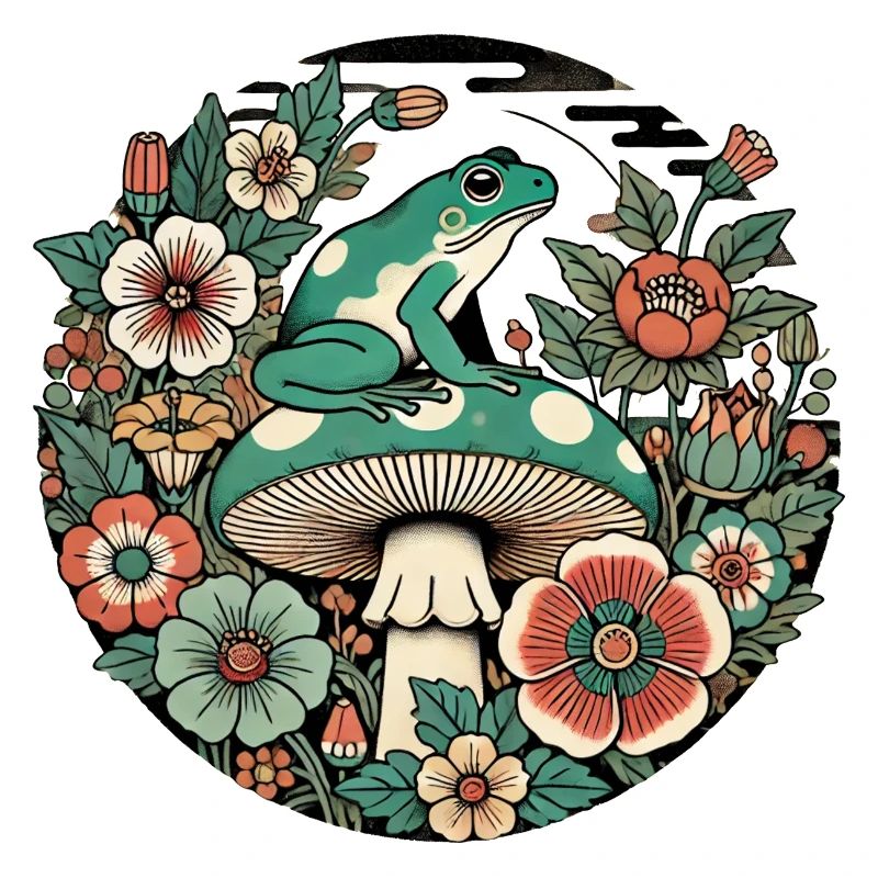 Frosch und Pilz
