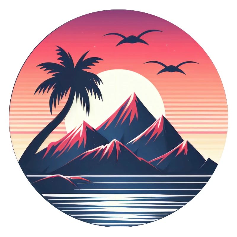 Retro Insel Sonnenuntergang