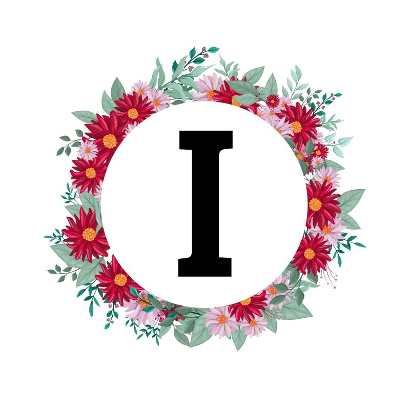 Buchstabe i Blumenkrone