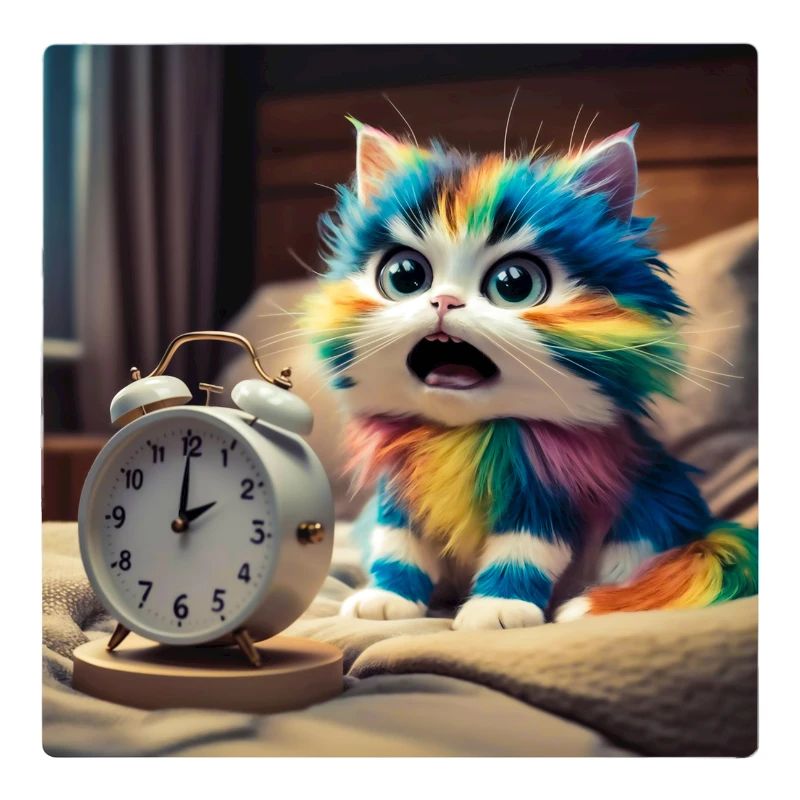 Katze mit Wecker